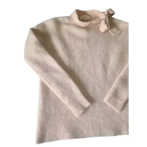 Sezane Zaria Bow Jumper Pale Pink Mohair Wool Sweater Size XS - Picture 5 of 10